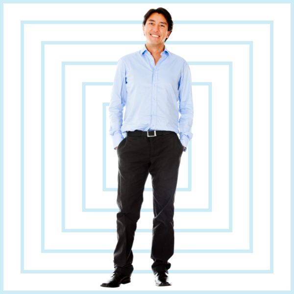 Man in a blue shirt and dark pants, leading digital transformation